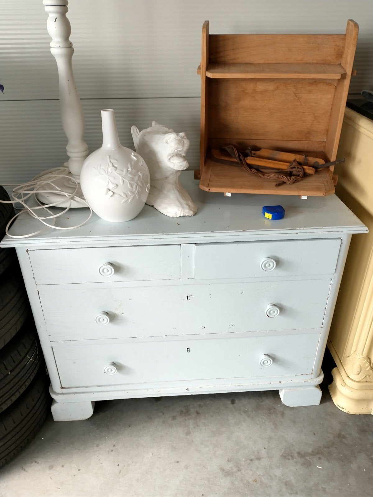 Vintage ladekastje - lichtblauw, Antiek en Kunst, Antiek | Meubels | Kasten, Ophalen
