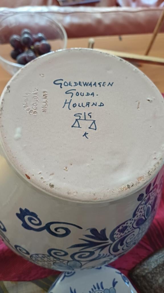 Antieke Goedewaagen Gouds Plateel Varinas Tabakspot, Antiek en Kunst, Antiek | Keramiek en Aardewerk, Ophalen of Verzenden