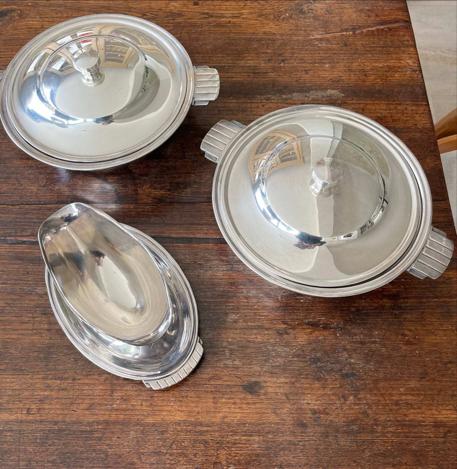Gero 90 Verzilverde Dekschalen en Sauskom (1945-1950), Antiek en Kunst, Ophalen of Verzenden, Zilver