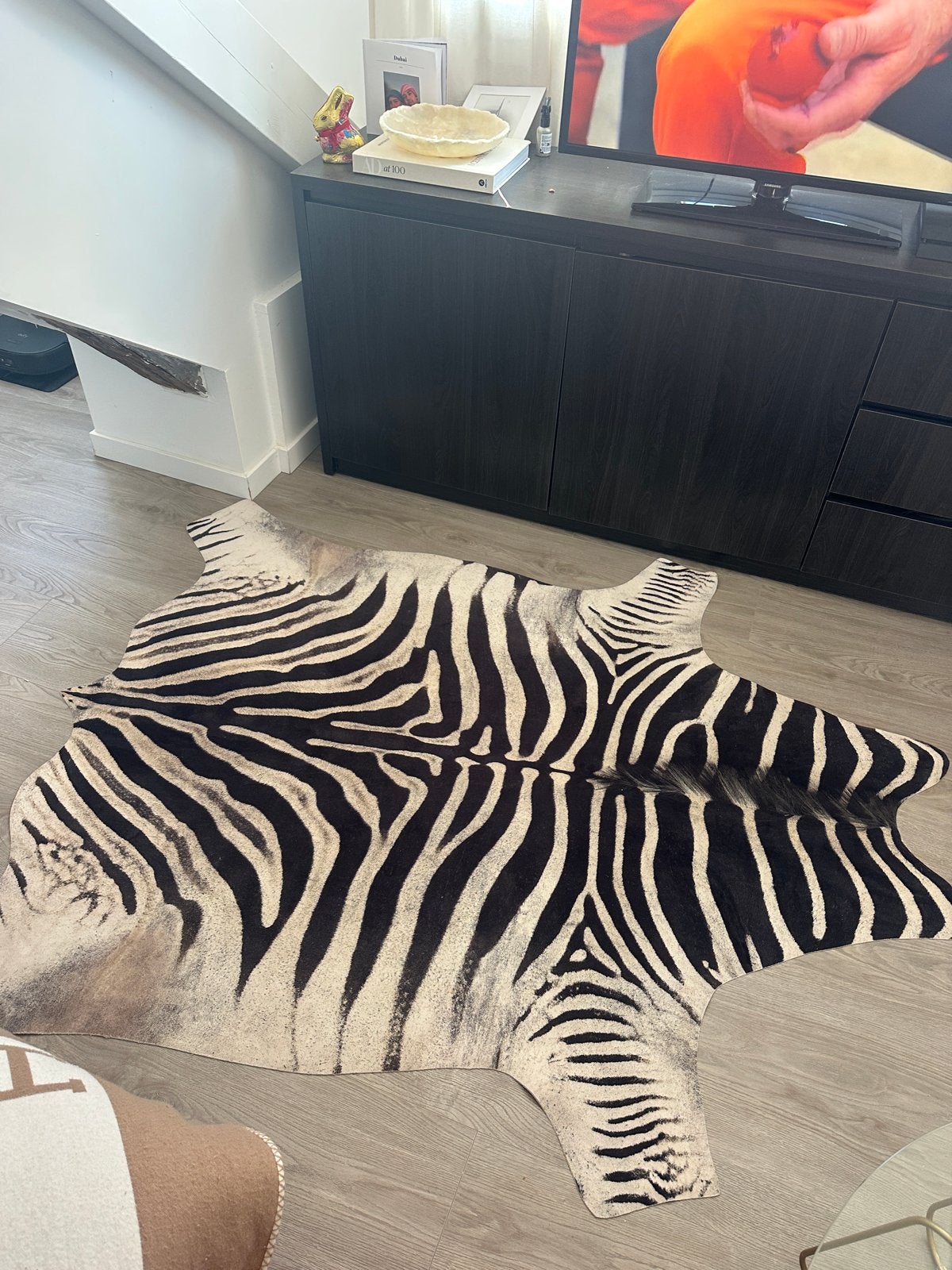 Zebraprint Vloerkleed, Ophalen, 100 tot 150 cm, Zwart, Zo goed als nieuw