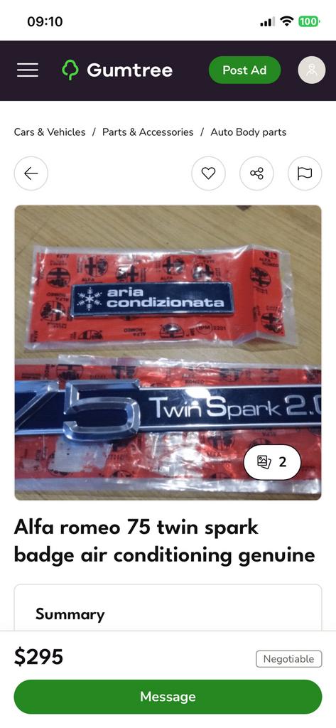 Alfa 75twin spark embleem, Ophalen of Verzenden