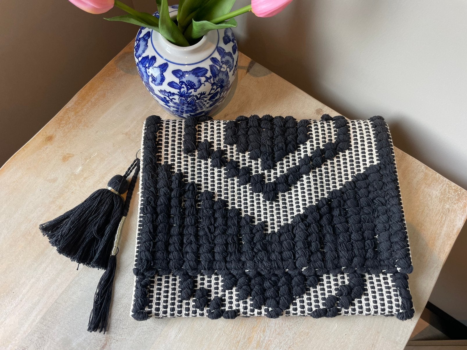 Zwart witte clutch van Cora Kemperman, Ophalen of Verzenden, Zo goed als nieuw, Zwart, Handtas