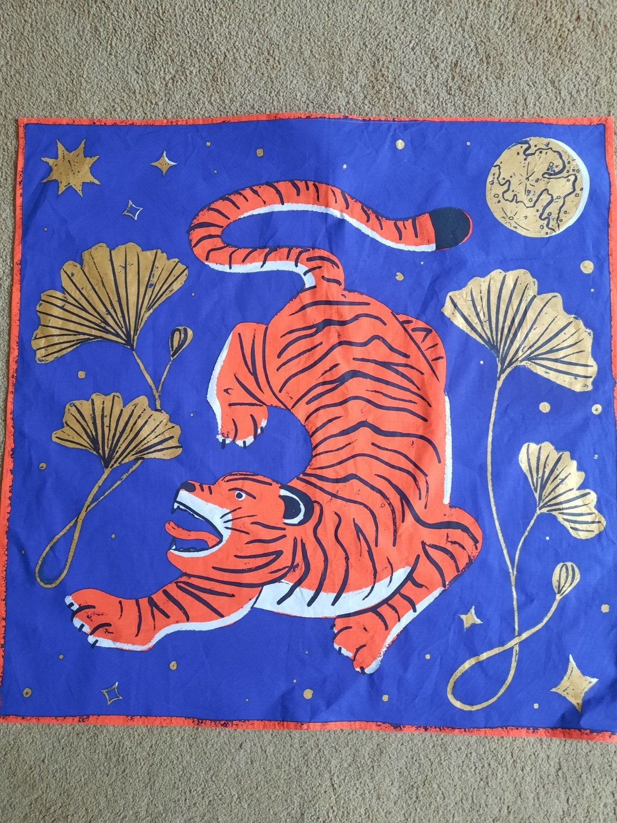 Mooie lap handbedrukte katoen 70 x 70, 70 cm, Meerkleurig, Textiel, Nieuw