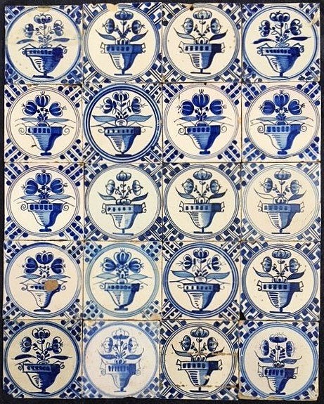 Tegels Antiek Bloempotten Bloempotjes Blauw Tichelaar, Ophalen of Verzenden