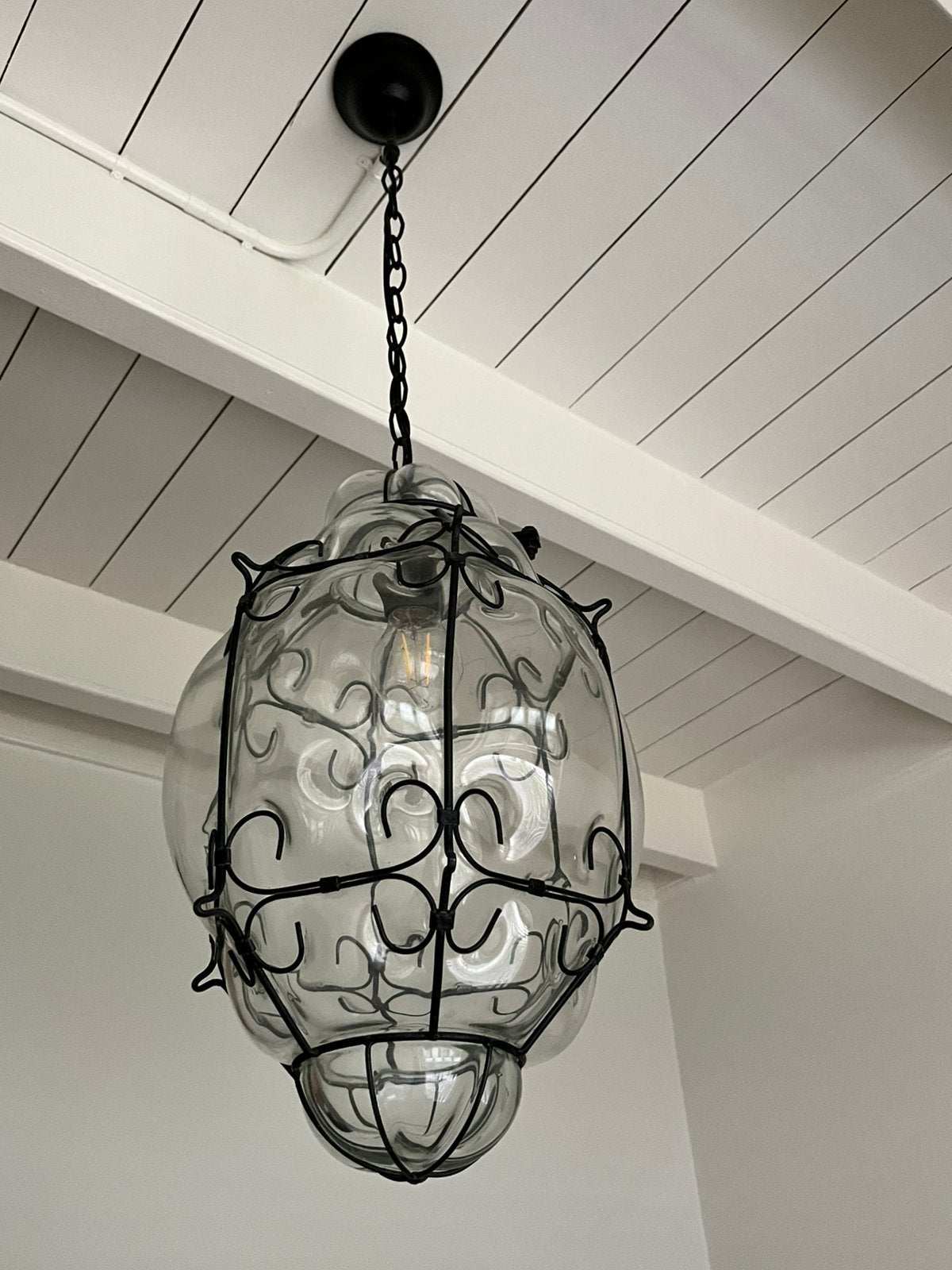 2 mooie glazen hanglampen, Ophalen, Zo goed als nieuw, Glas