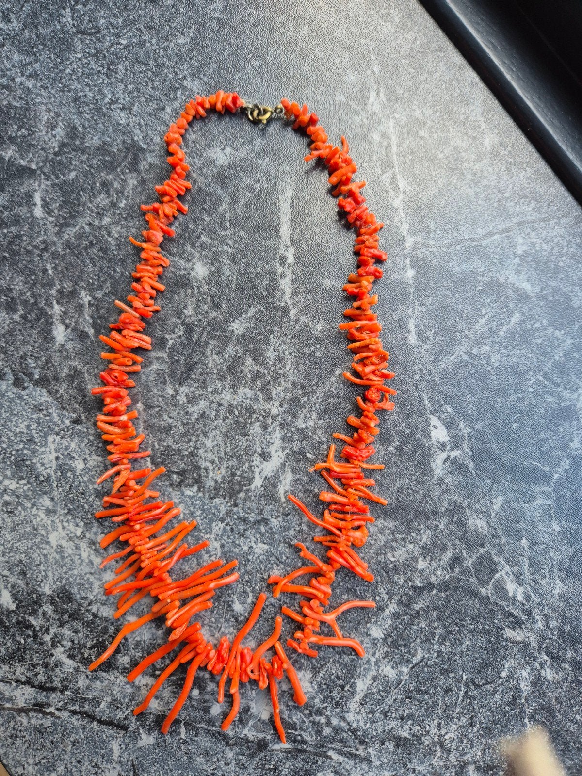 Vintage Koraal Ketting - Oranje Takjes, Verzenden, Gebruikt, Oranje, Steen of Mineraal