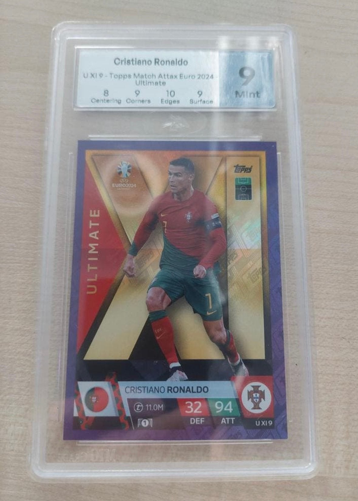 Cristiano Ronaldo Ultimate UX19 Purple Sapphire  – Graded 9, Ophalen of Verzenden, Zo goed als nieuw, Plaatje