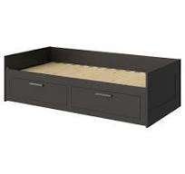 tk. mooi Ikea Brimnes bedbank zwart + matrassen, Ophalen, Zwart, Tweepersoons, Zo goed als nieuw