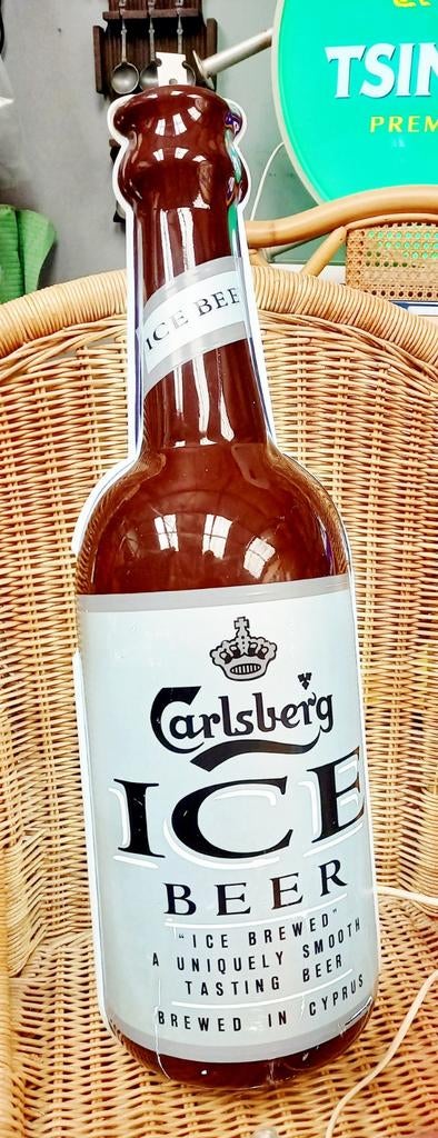 Oude lichtreclame fles Carlsberg ICE bier, Verzamelen, Ophalen, Gebruikt, Overige typen, Overige merken