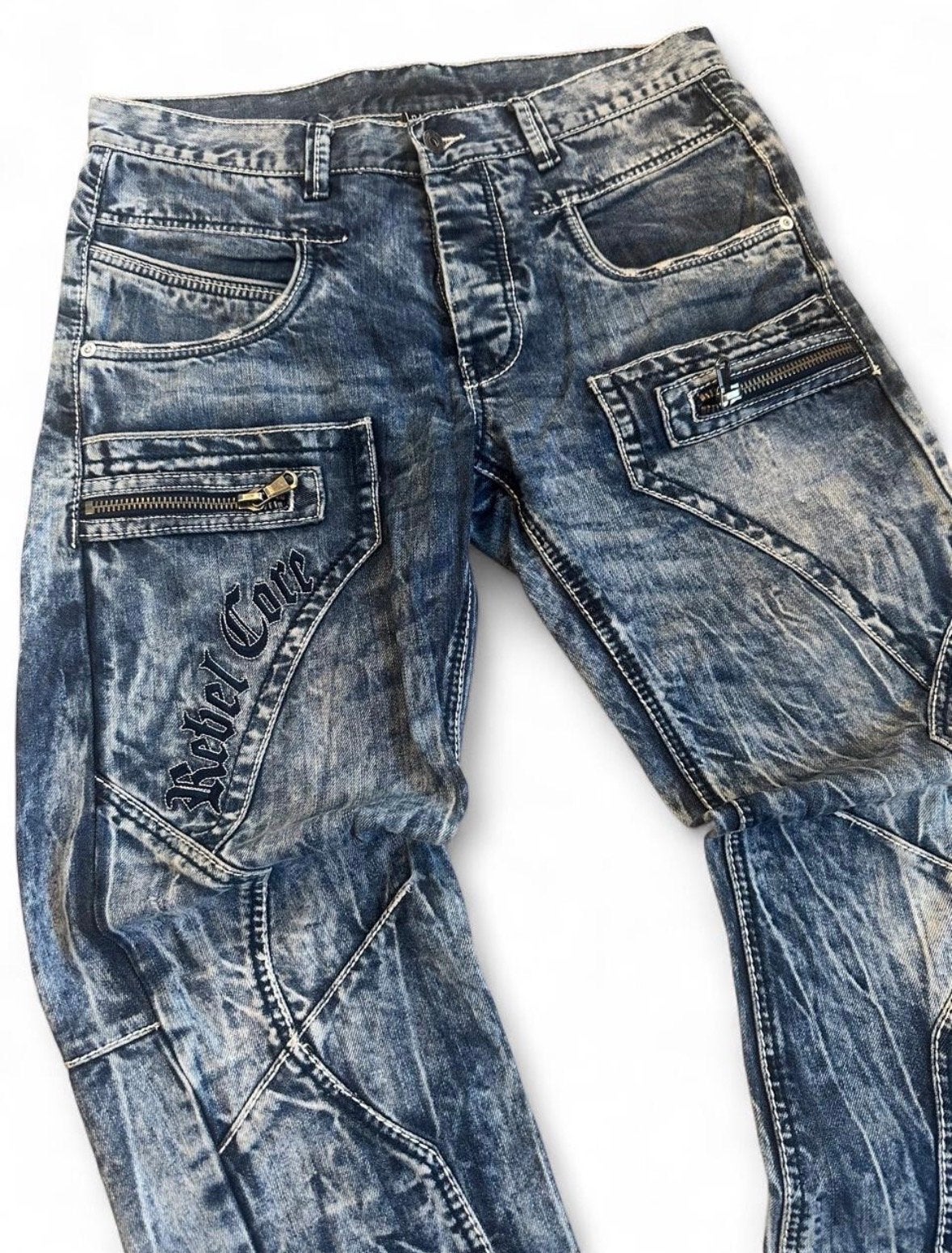 Rainbow Core Crusaders Y2K Jeans W32 L31 Geborduurd, Ophalen of Verzenden, Gedragen, Blauw, W32 (confectie 46) of kleiner