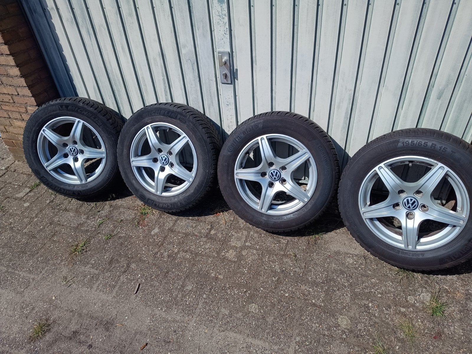Lichtmetalen velgen 15 inch (5x112) incl winterbanden 195x65, Auto-onderdelen, Banden en Velgen, Ophalen, Gebruikt, 15 inch, Banden en Velgen
