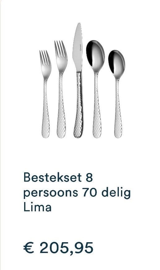 Bestekset 8 personen 70-delig Lima  - Zo goed als nieuw, Bestekset, Overige typen, Ophalen of Verzenden, Zo goed als nieuw