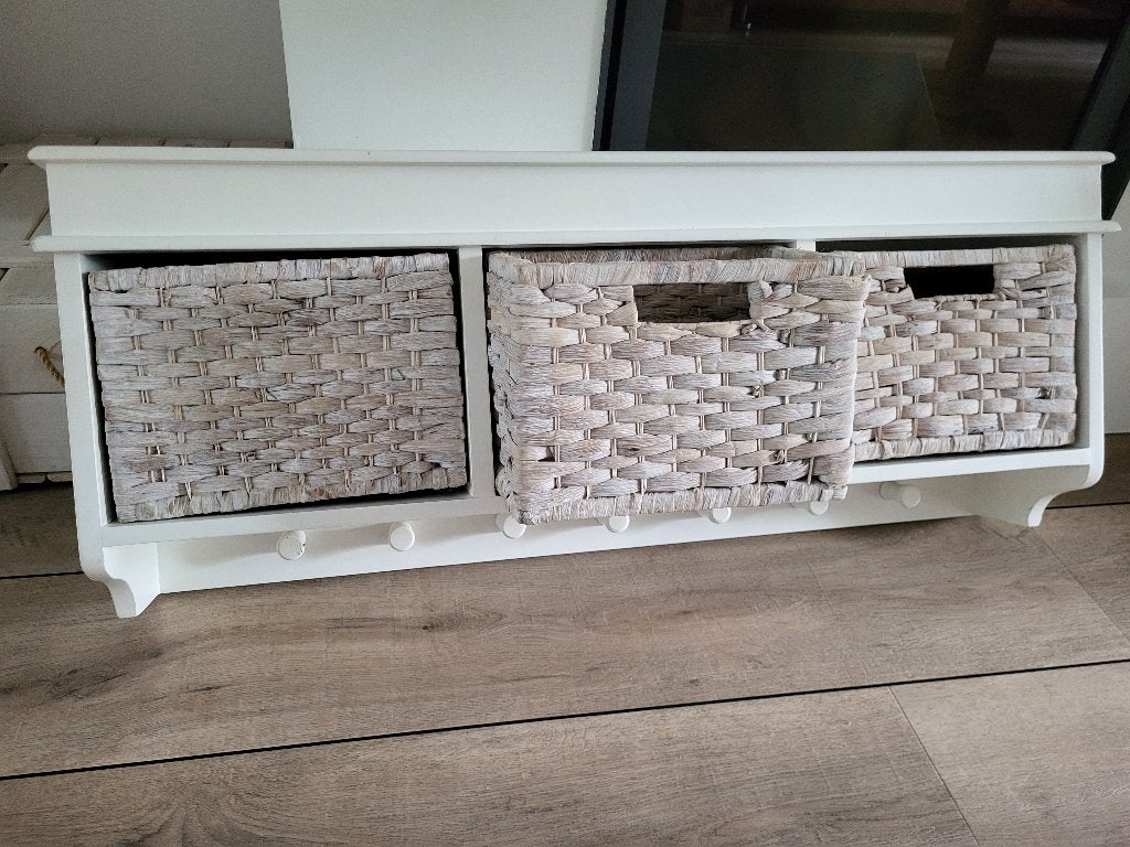 Landelijke kapstok 100 cm met 3 opbergmanden, Gebruikt, 100 tot 150 cm, Hout, Ophalen