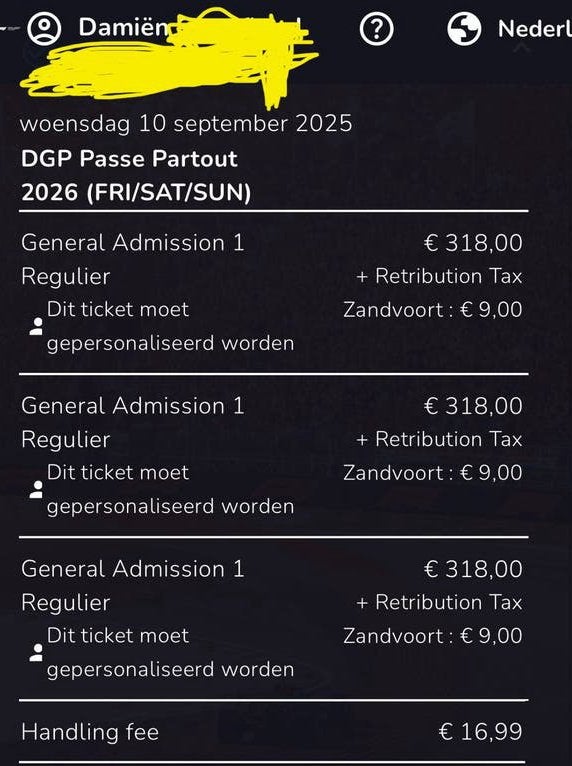 3x Formule1 Zandvoort weekend tickets, Drie personen of meer, Augustus