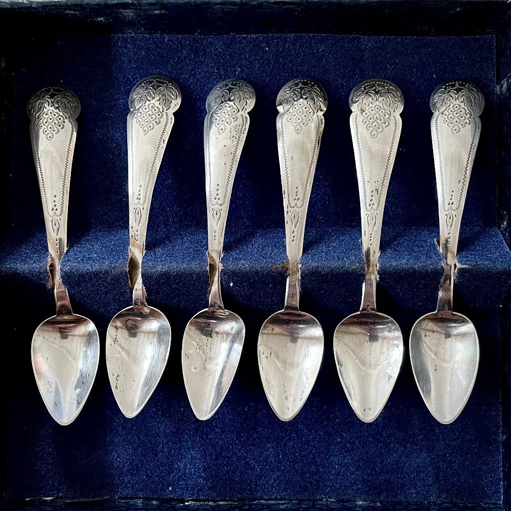 Zes antieke ZILVEREN theelepeltjes - 1879/1888, Antiek en Kunst, Ophalen, Zilver