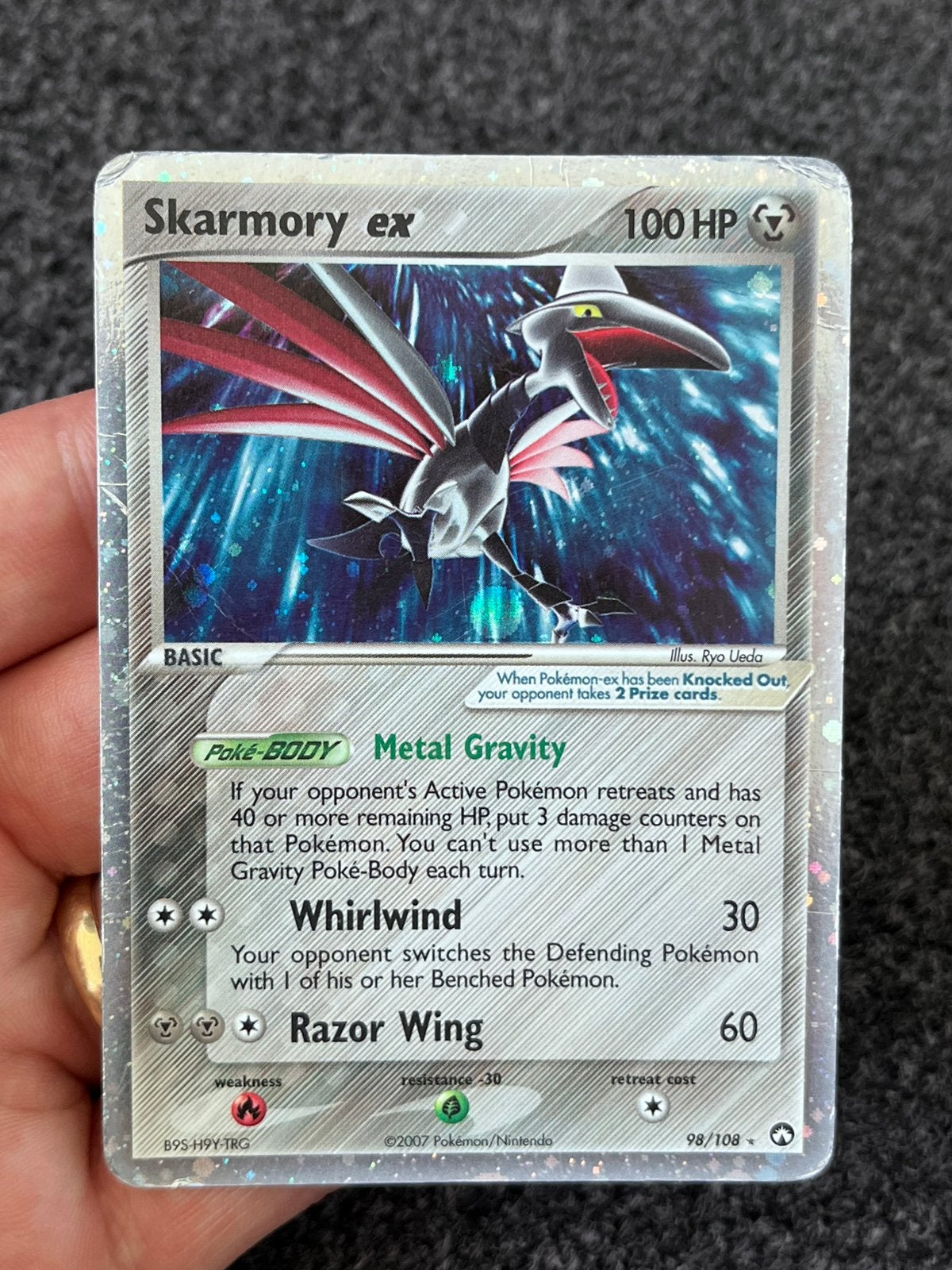Pokémon Skarmory ex holo #98 ex power keepers - Played, Ophalen of Verzenden, Zo goed als nieuw, Losse kaart, Foil
