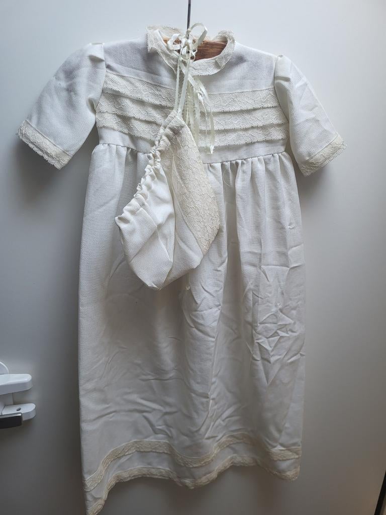 Vintage Doopjurkje met Bonnet - Crème Wit, Antiek en Kunst, Antiek | Kleding en Accessoires, Ophalen of Verzenden