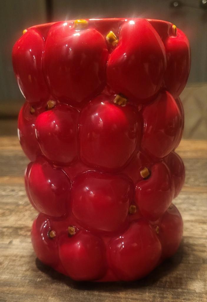 Decoratieve rode vaas - fruit, bestek of bloemen, Ophalen of Verzenden