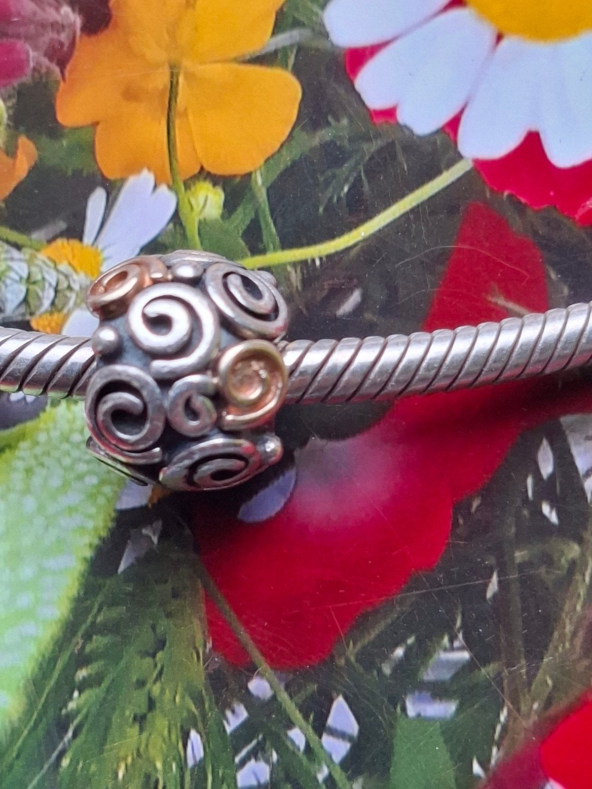 Pandora zilver met GOUD .COLLECTORS ITEM, Sieraden, Tassen en Uiterlijk, Pandora, Ophalen of Verzenden, Zo goed als nieuw, 1 bedel