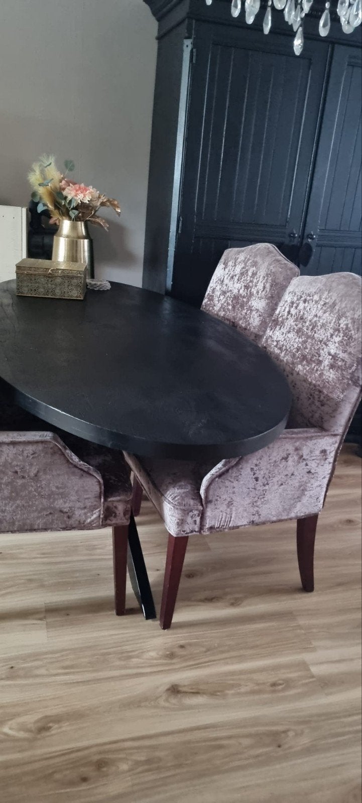 Eettafel met vier stoelen, Ophalen of Verzenden, Gebruikt, 4 tot 6 stoelen