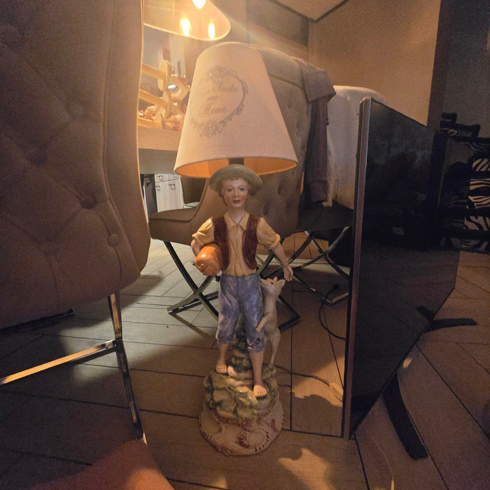 Vintage Bassano Lamp: Jongen met Hond en Pompoen, Ophalen