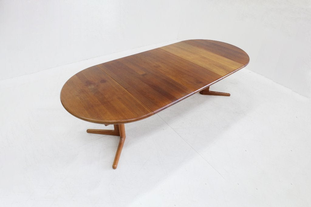 Vintage Deense ovale uitschuifbare eettafel  teak jaren 60
