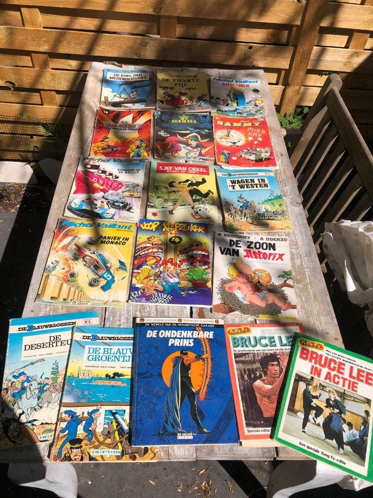 40 oude stripboeken 70/80/90 Dupuis, Asterix, Vaillant, Diverse auteurs, Meerdere stripboeken, Ophalen, Gelezen