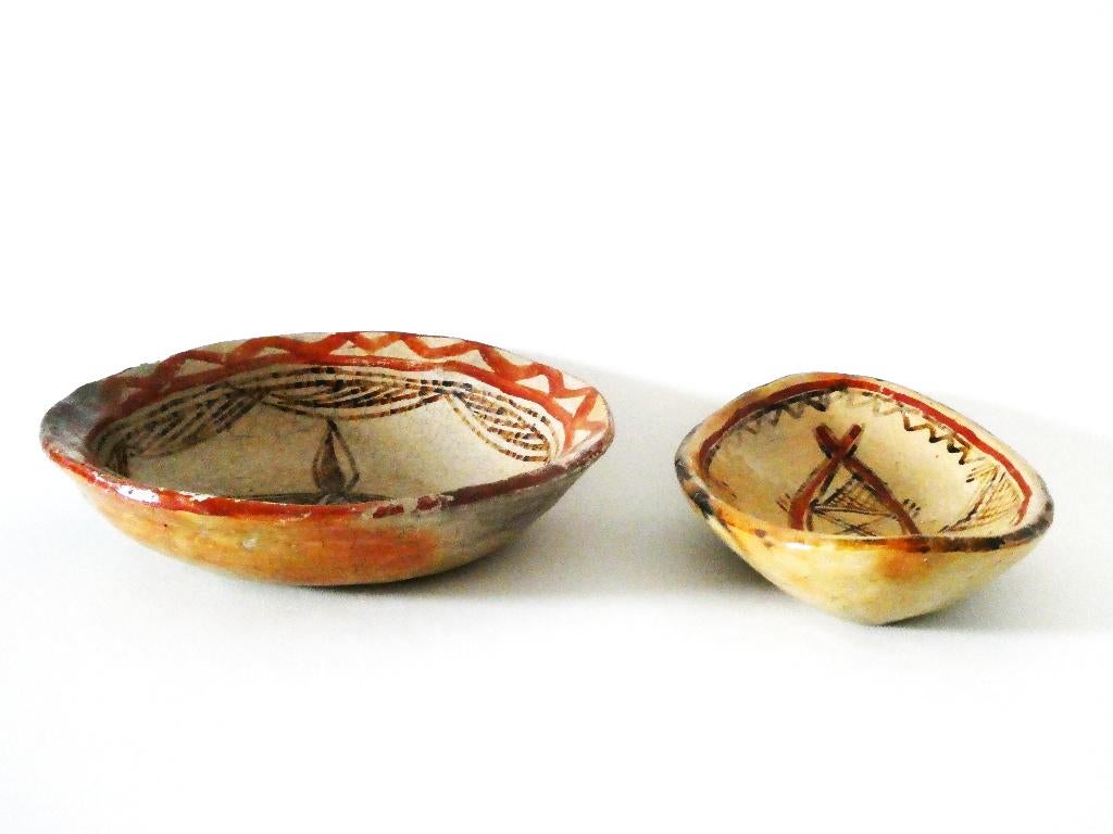2 Antieke Berber schalen Berberschaal met vis en ster, Antiek en Kunst, Antiek | Keramiek en Aardewerk, Ophalen of Verzenden