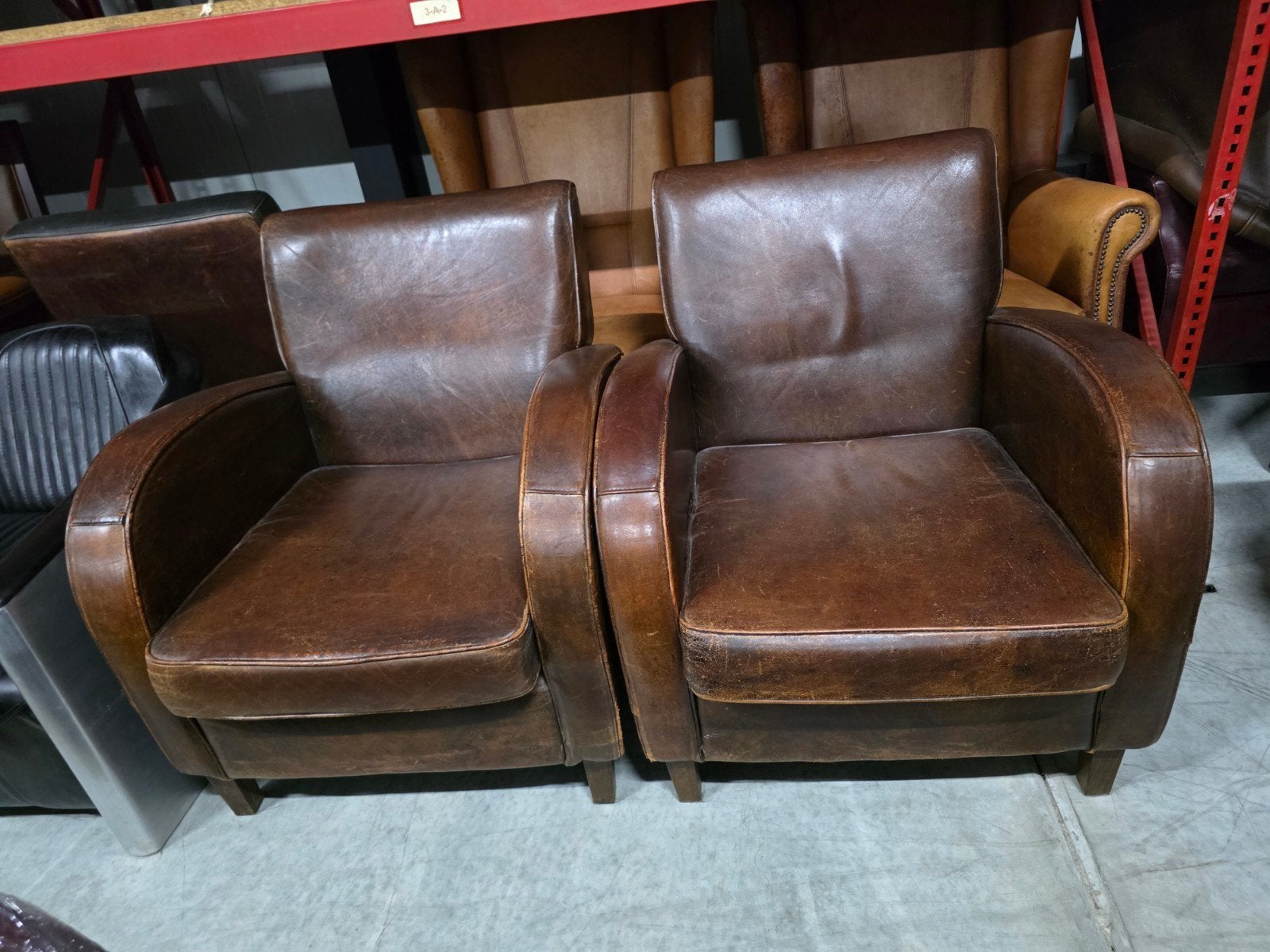 2x schapenleren Wagenwiel fauteuil + BEZORGING GRATIS, Huis en Inrichting, Gebruikt, ., Klassiek, Leer