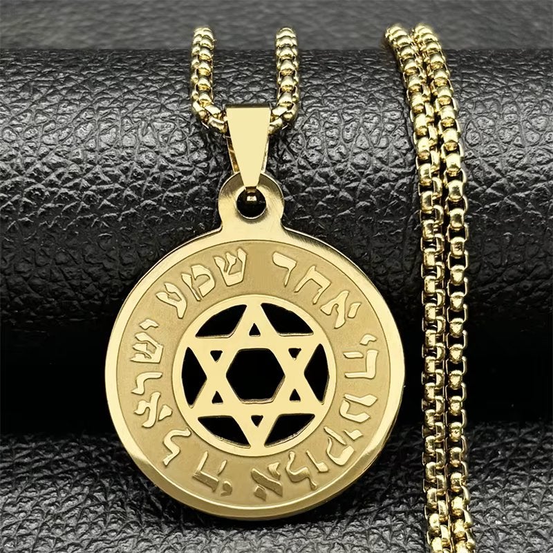 Goudkleurige Hebreeuwse Davidster Ketting, Verzenden, Nieuw, Goud, Overige materialen