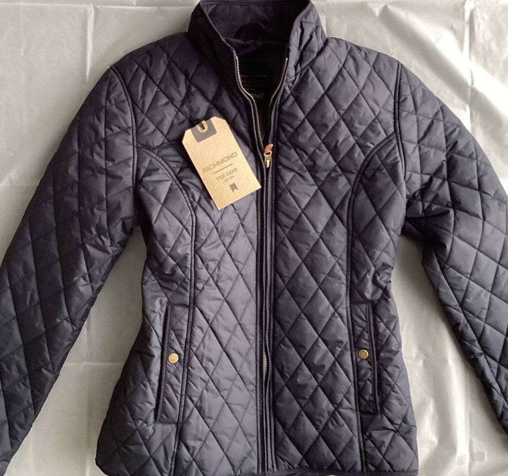 Mooie TEE JAYS Richmond Jas Quilted puffer parka mt M, Blauw, Zo goed als nieuw, Tee Jays Richmond, Ophalen
