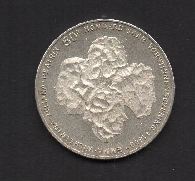 Zilveren 50 Gulden 1990 Koningin Beatrix (81), Koningin Beatrix, Zilver, Ophalen of Verzenden, Losse munt