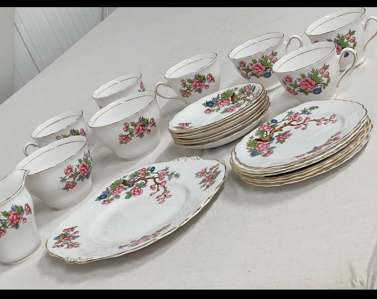 Colclough antiek thee servies set Indian Tree-patroon 1950, Antiek en Kunst, Ophalen of Verzenden