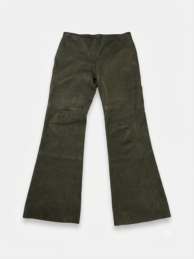 Prachtige zwarte  echte leren broek maat 38, Maat 38/40 (M), Verzenden, Zwart, Lang