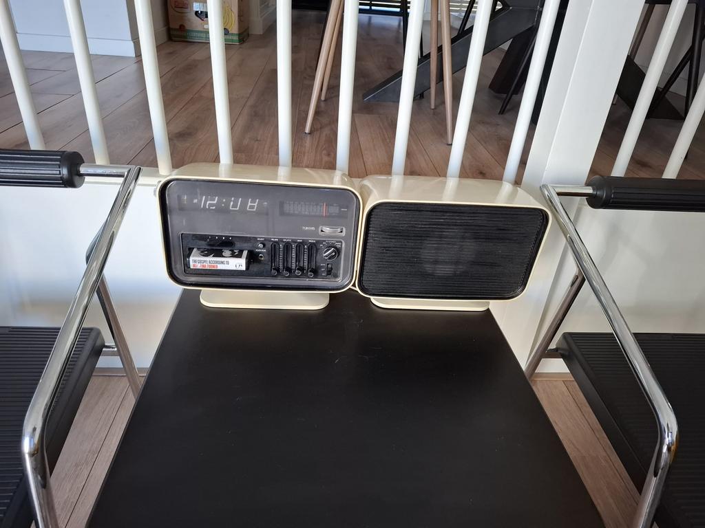 ZELDZAAM SPACE AGE 8-TRACK RADIO WEKKER FLIPKLOK CALYPSO, Ophalen of Verzenden