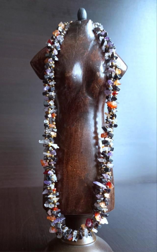 ketting natuursteen,amethist,hematiet,carneool,bergkristal.., Ophalen of Verzenden, Steen of Mineraal
