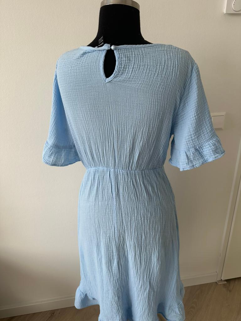 Lichtblauwe Shein jurk, maat L (40/42), Ophalen of Verzenden, Zo goed als nieuw, Blauw, Onder de knie