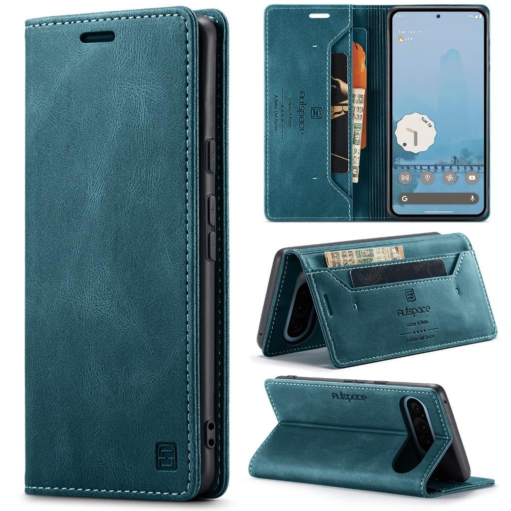 Luxe Flip Case met Kaarthouder voor Pixel 9 / 9 Pro _ Blauw, Verzenden, Nieuw, Hoesje of Tasje