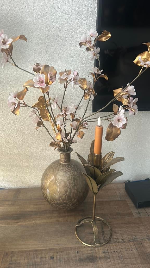 Vaas goud champage, Huis en Inrichting, Woonaccessoires | Vazen, Ophalen, Overige materialen, Overige kleuren, Zo goed als nieuw