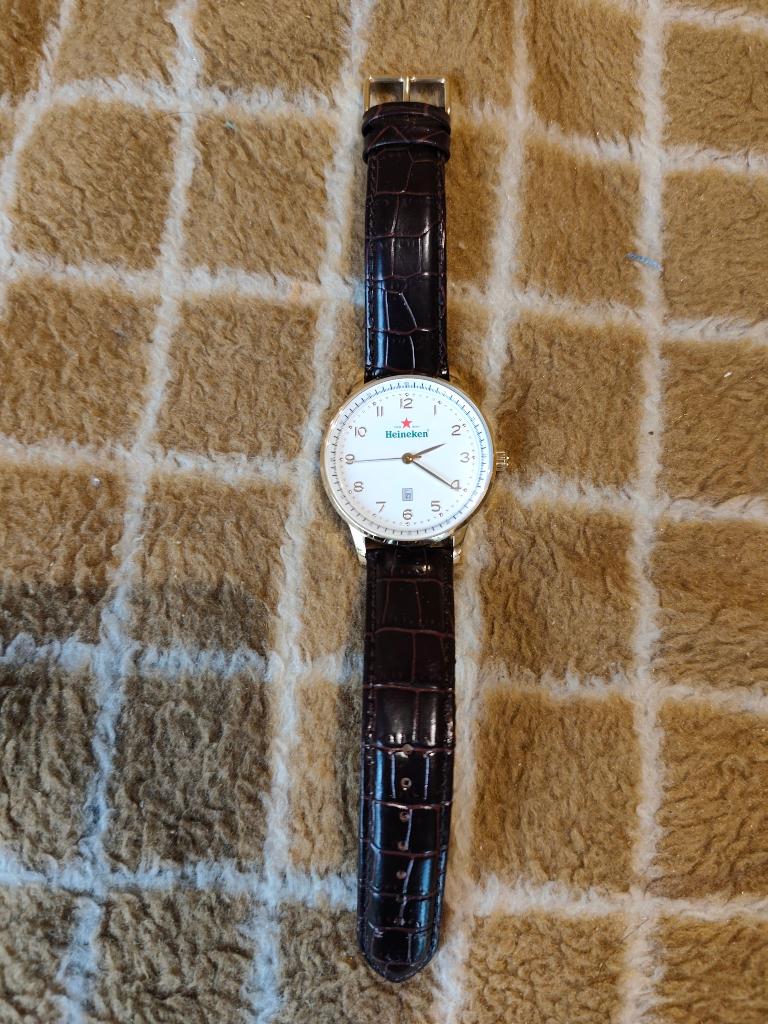 Origineel Heineken Quartz Horloge, Overige merken, Overige materialen, Leer, Polshorloge
