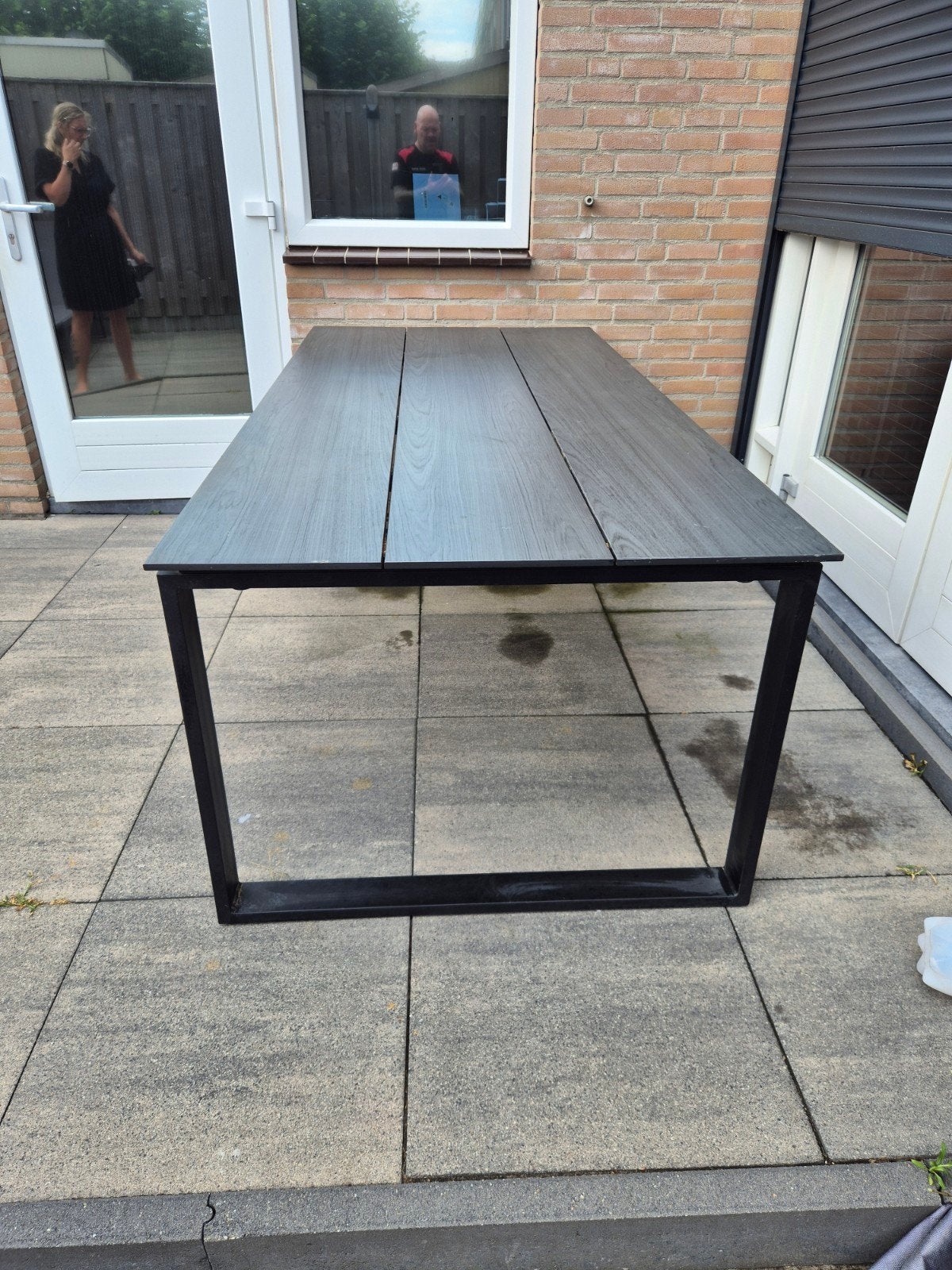 Buitentafel composiet met ijzeren frame - 215x100x76cm, Ophalen, Rechthoekig