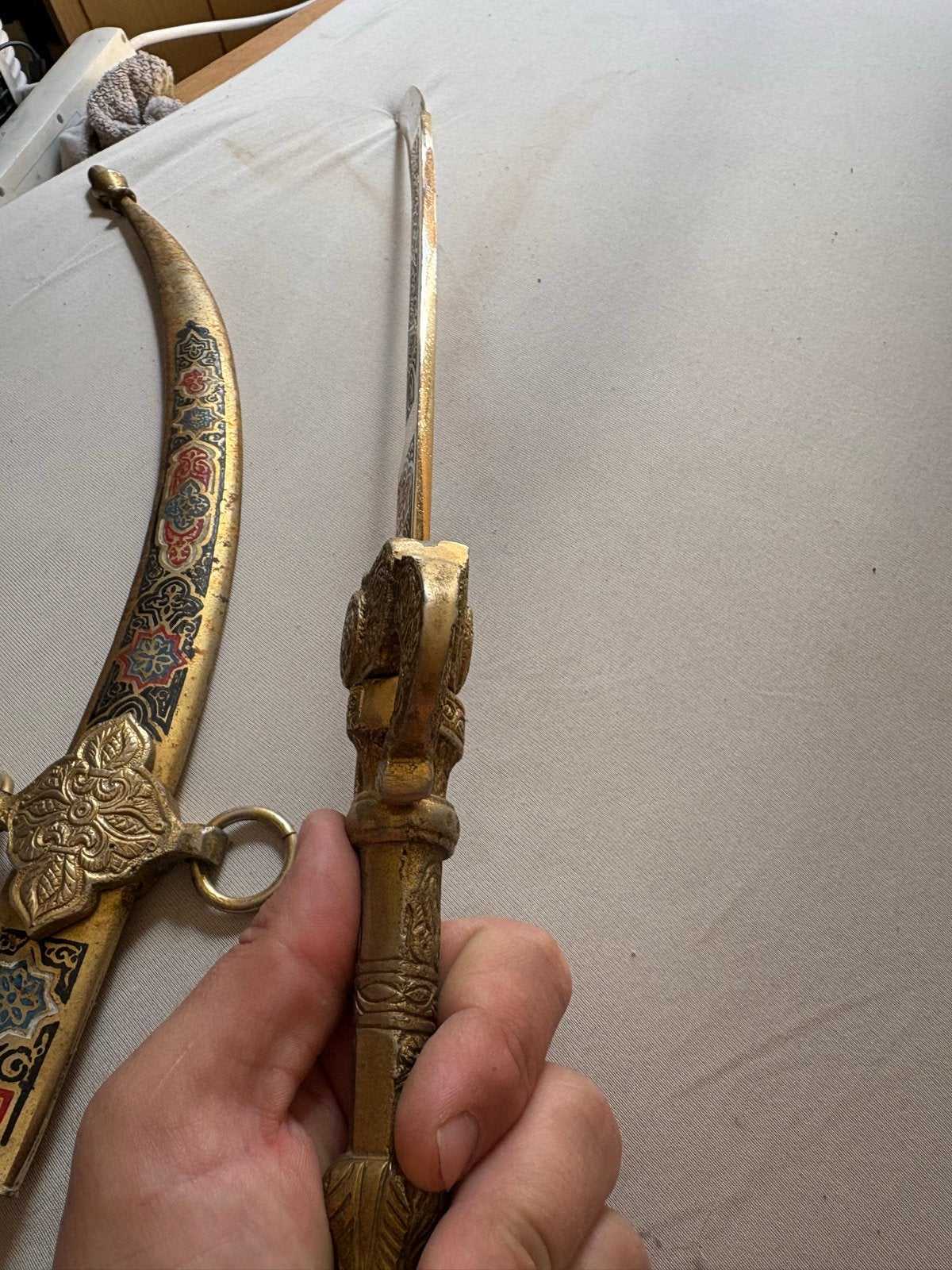 Decoratieve kromzwaard/dolk met draaibaar handvat, Verzenden, Overige soorten, Azië, Mes of Dolk