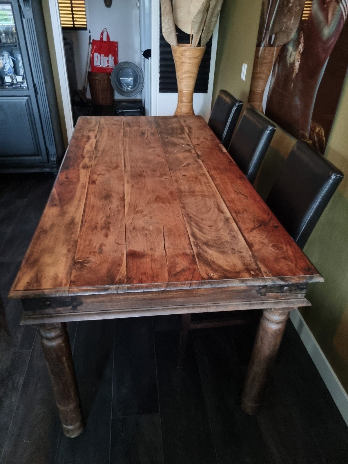 Koloniale tafel, Huis en Inrichting, Ophalen, Gebruikt, 200 cm of meer, 50 tot 100 cm
