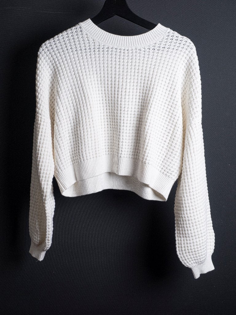 Hollister trui – wit gebreide cropped trui – maat S, Wit, Ophalen of Verzenden, Zo goed als nieuw, Maat 36 (S)