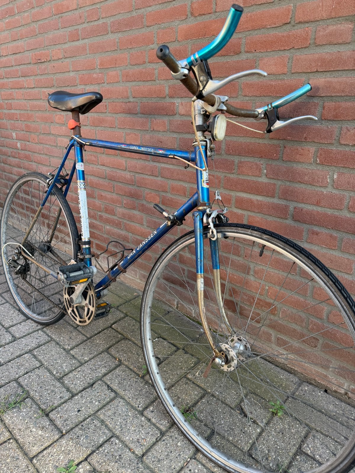 Oldscool racefiets - Vintage blauw, 28 inch, Gebruikt, 53 tot 57 cm, Ophalen