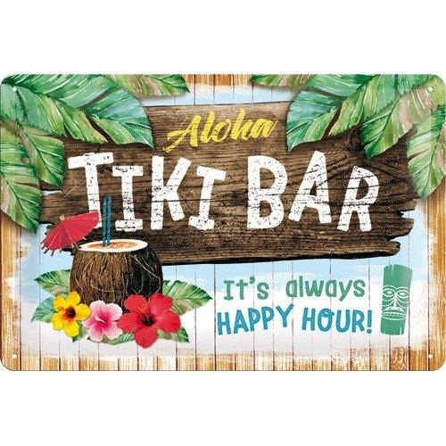Tiki Bar Aloha happy hour relief reclamebord van metaal deco, Info@deconoord.nl, Deco Noord, Nieuw, Ophalen of Verzenden