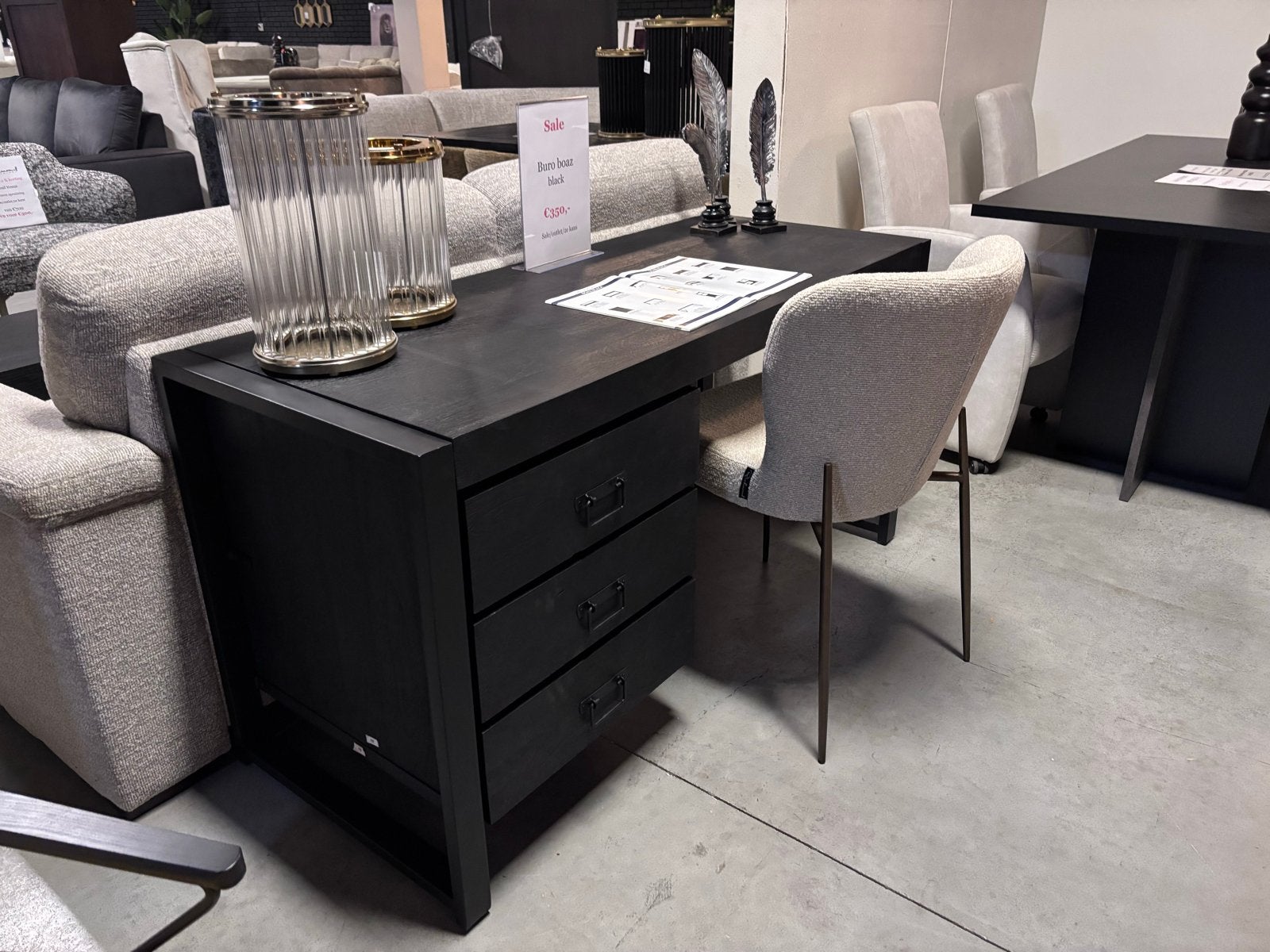 Buro Black Mangohout - Showroom Opruiming, Ophalen, Zwart, Zo goed als nieuw, Industrieel