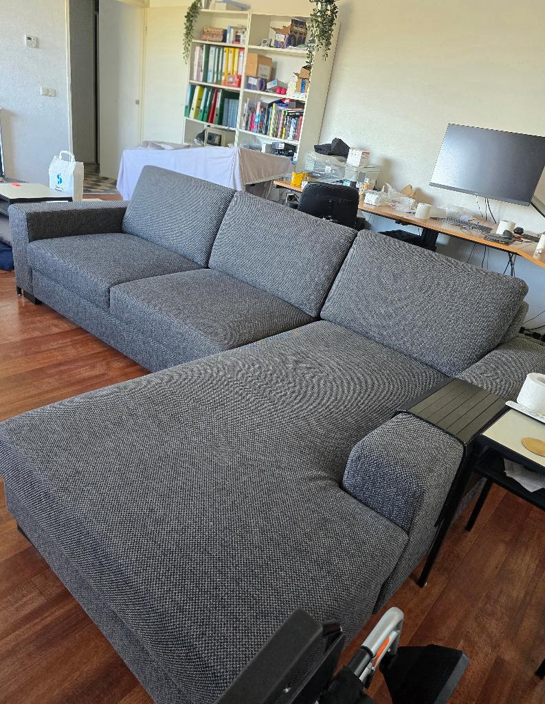 3 zitsbank met chaise lonque met brede armleuningen, Ophalen, Gebruikt, Hoekbank, Driepersoons