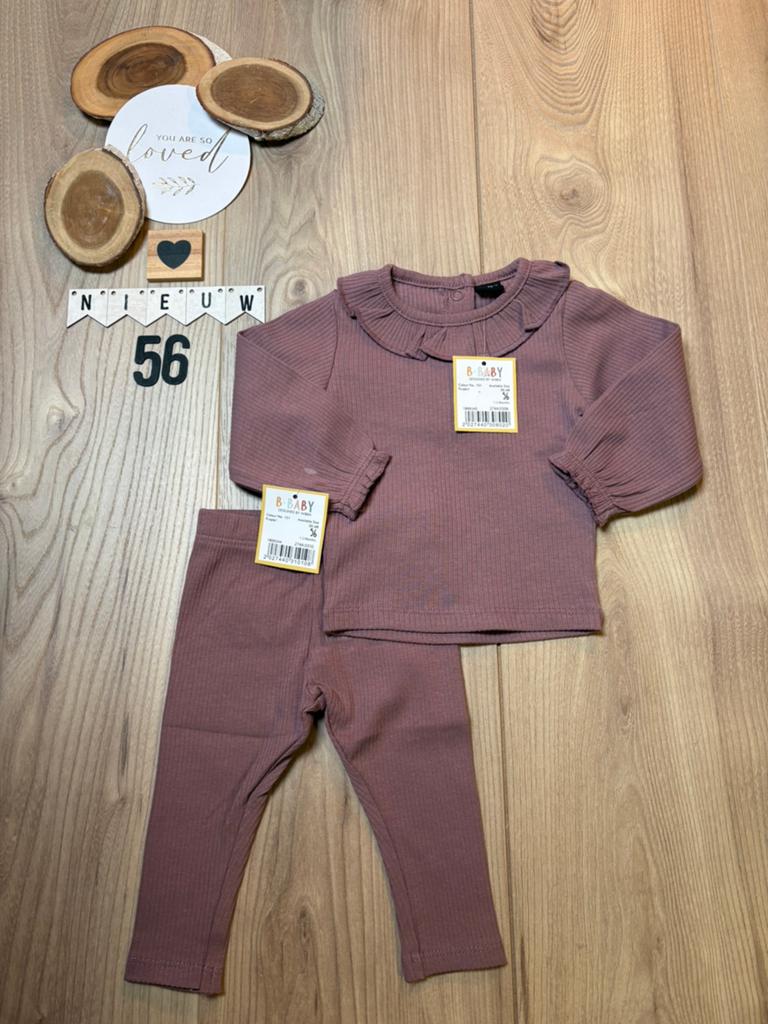 Baby meisje setje shirtje, broekje paars wibra maat 56, Ophalen of Verzenden, Nieuw, Meisje, Setje