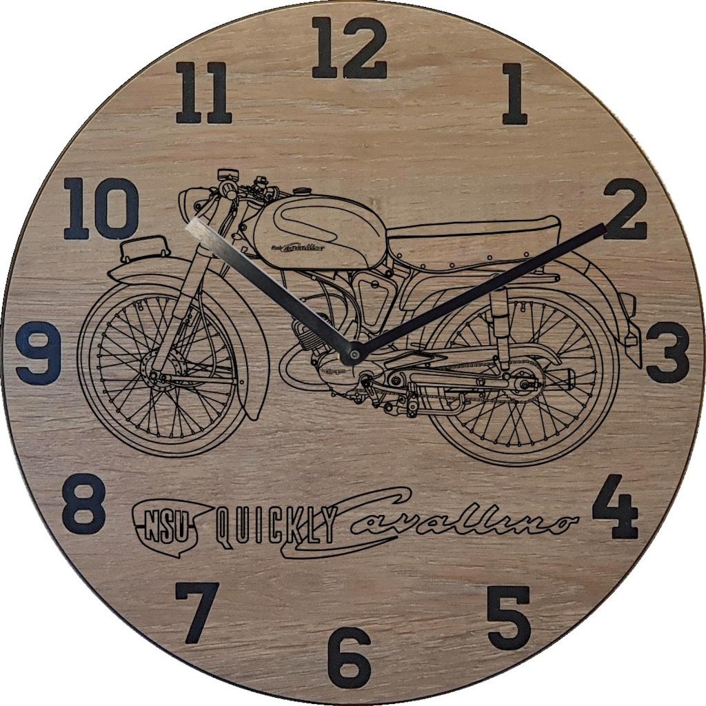 Themaklok met een NSU Quickly Cavallino brommer als thema, Ophalen of Verzenden, Nieuw, Wandklok